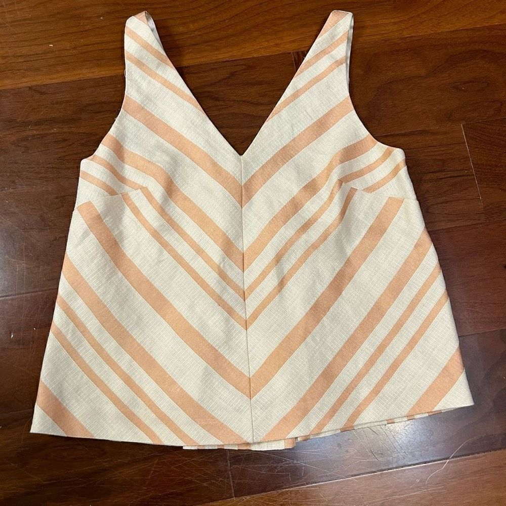 HD in Paris size 2 Anthropologie peach chevron linen lined top‎
